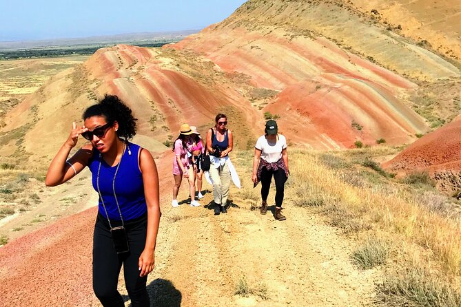 David Gareji and Real Rainbow Mountains Off-Road adventure + hike - Kapatadze Lake: salty minerals, white patches, and sky you can’t ignore