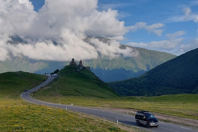 From Tbilisi: Kazbegi Ananuri Gudauri and Trusso Valley by 4x4 - The Russian-Georgian Friendship Monument: history plus a wide horizon