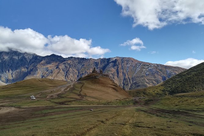Kazbegi Tour from Tbilisi 2022 - Stop 3: Mount Kazbek/Mqinvartsveri and Gergeti Trinity Church views