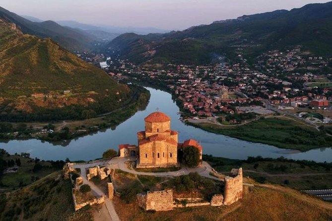 One-day tour in ancient Mtskheta, Gori and Uplistsikhe - Jvari Monastery: the hilltop cross view over two rivers